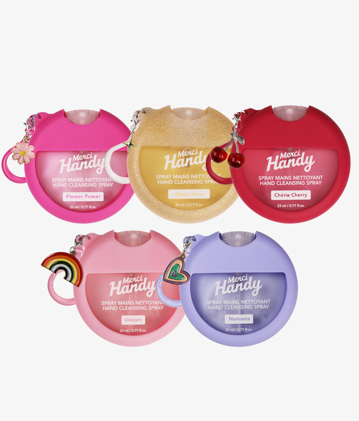 5 x Hand Cleansing Sprays + 5 x Charms
